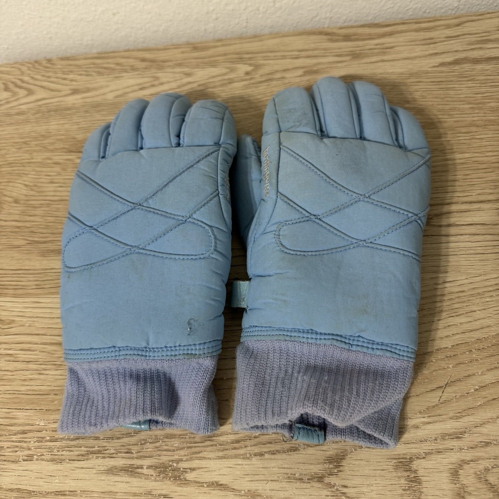 Hot Fingers Light Blue Womens‎ Size M Winter Ski Gloves Vintage